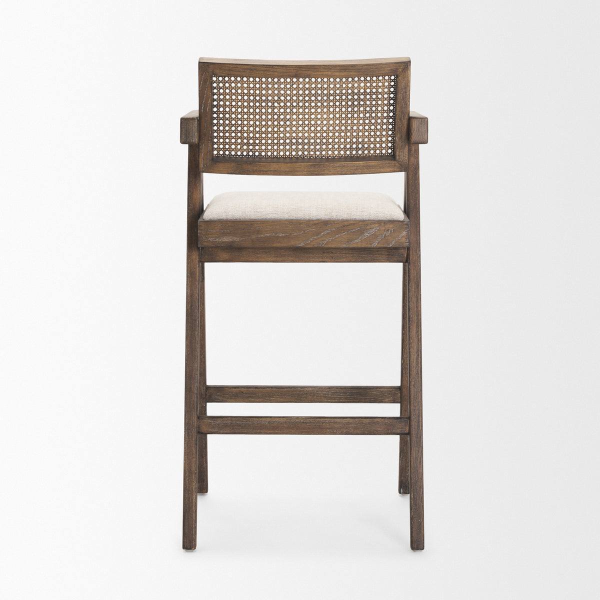 Indie Medium Brown Wood w/ Cane Bar Stool-Bar Stools-DECOROLALA