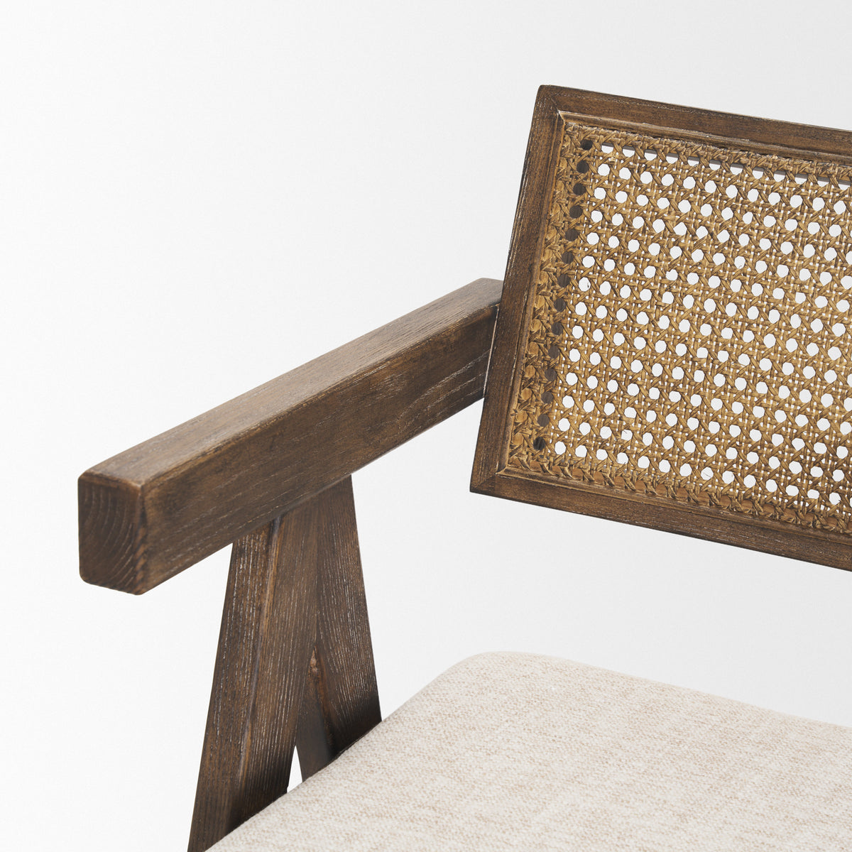 Indie Medium Brown Wood w/ Cane Bar Stool-Bar Stools-DECOROLALA