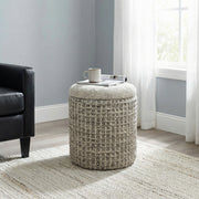 Indigo Storage Ottoman - Beige Charcoal-DECOROLALA