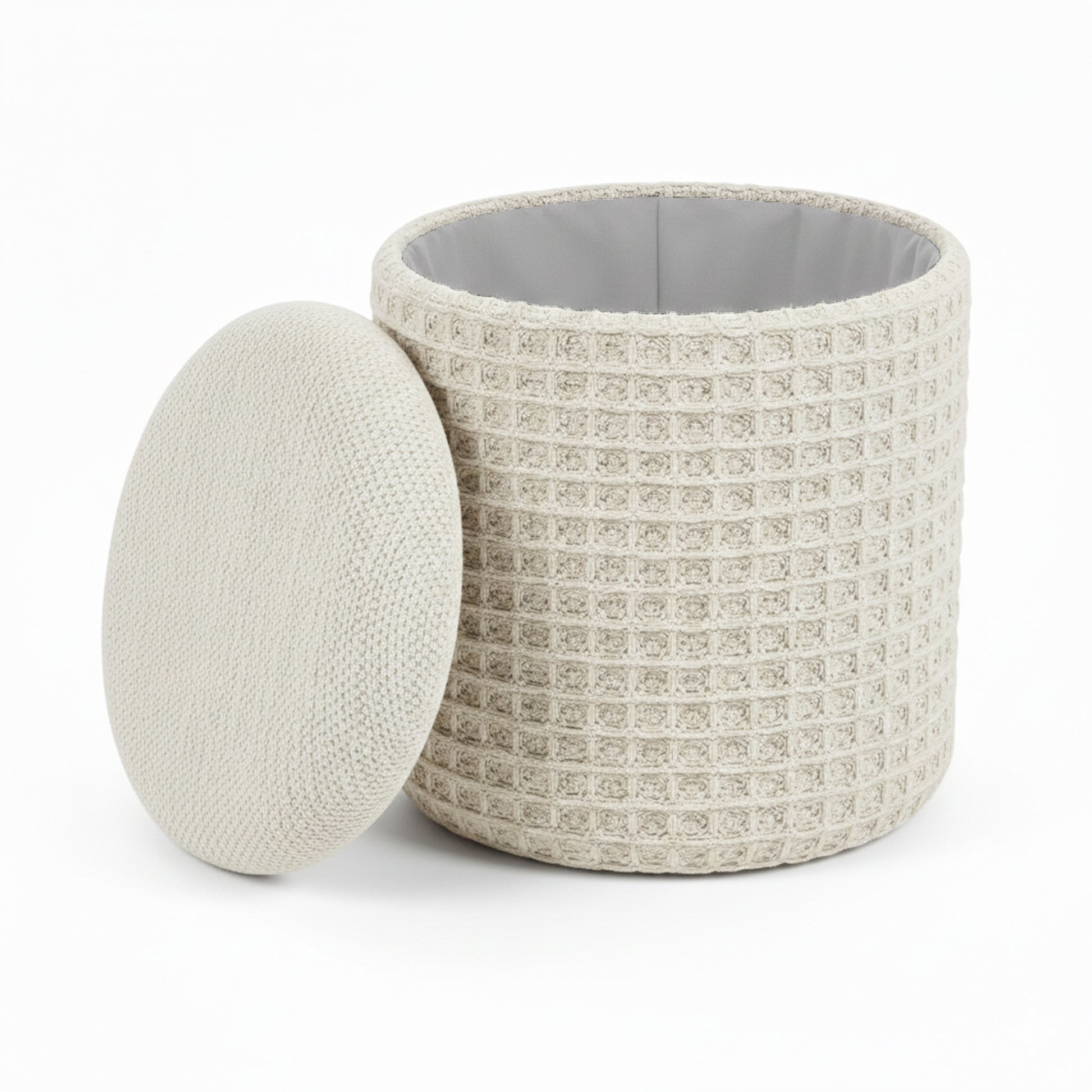 Indigo Storage Ottoman - Ivory Fully Assembled-DECOROLALA