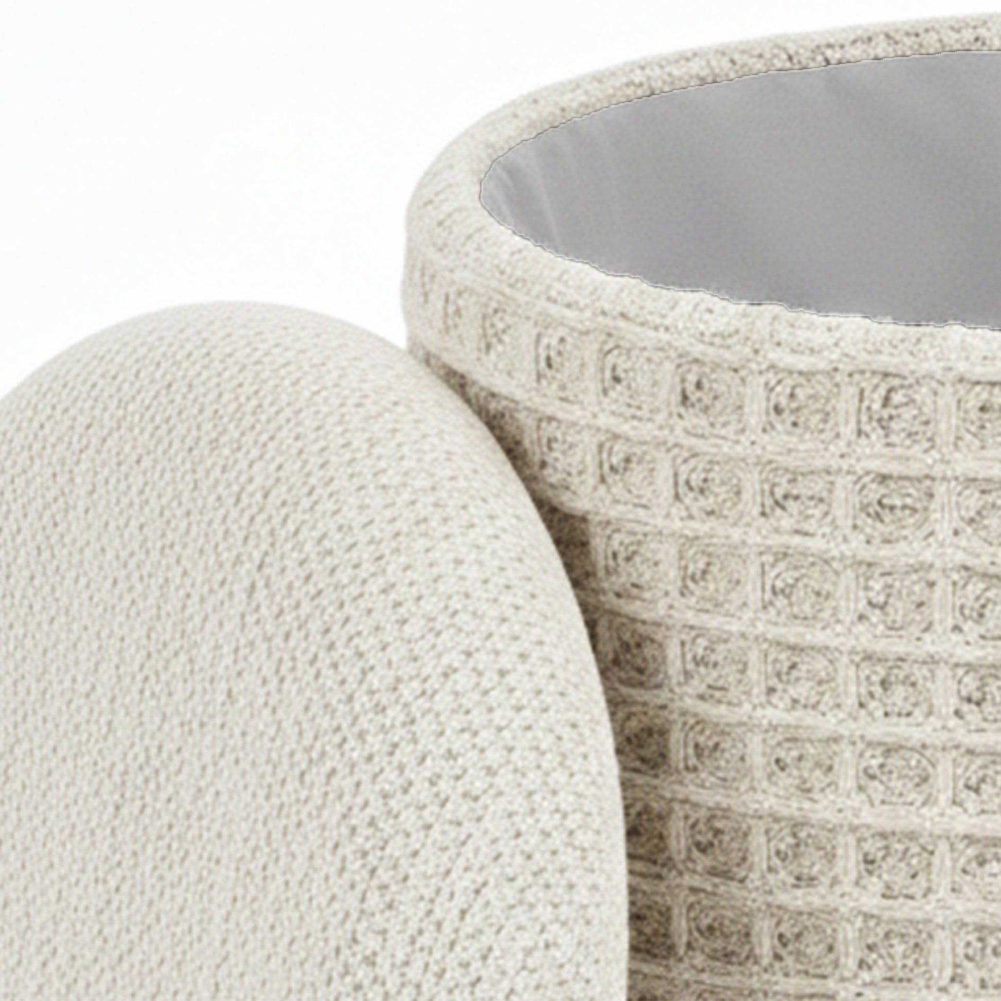 Indigo Storage Ottoman - Ivory Fully Assembled-DECOROLALA