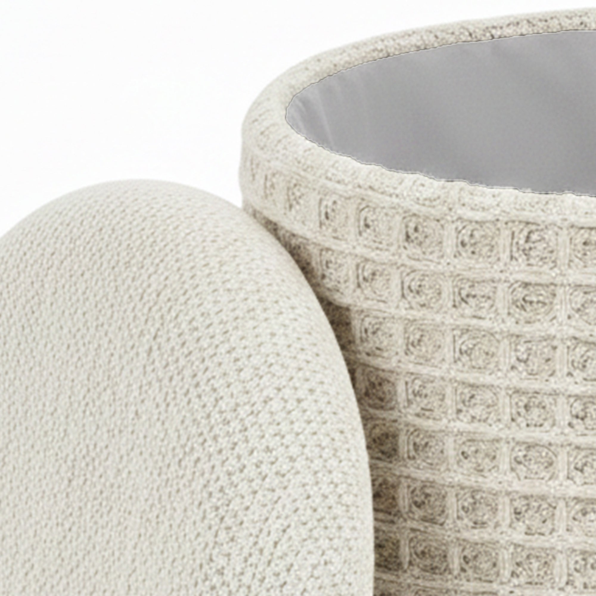 Indigo Storage Ottoman - Ivory Fully Assembled-DECOROLALA
