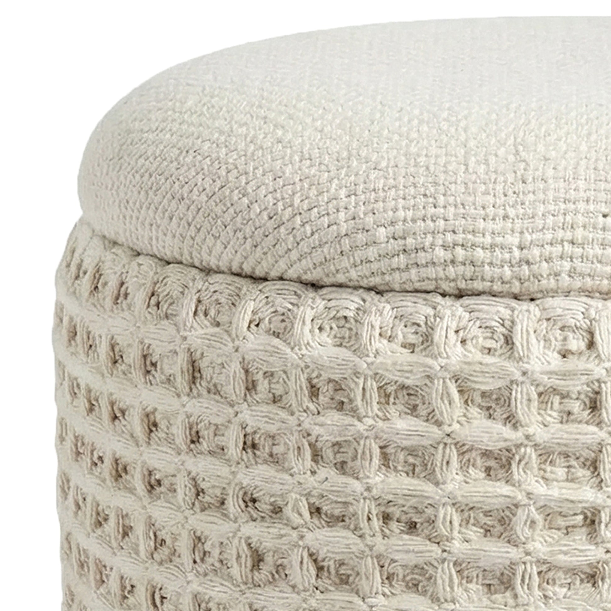 Indigo Storage Ottoman - Ivory Fully Assembled-DECOROLALA