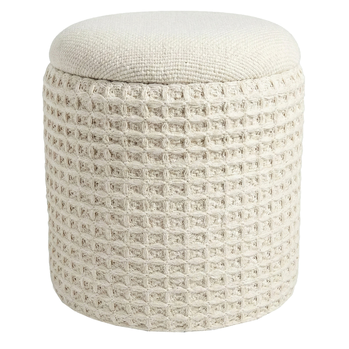 Indigo Storage Ottoman - Ivory Fully Assembled-Storage Ottomans-DECOROLALA