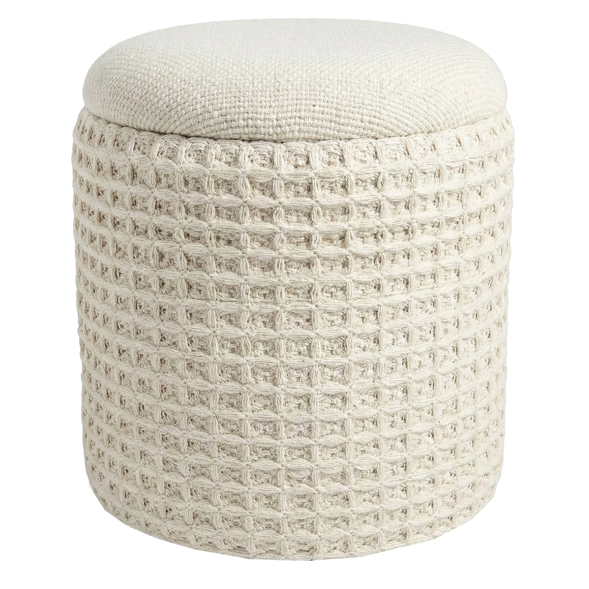 Indigo Storage Ottoman - Ivory Fully Assembled-DECOROLALA