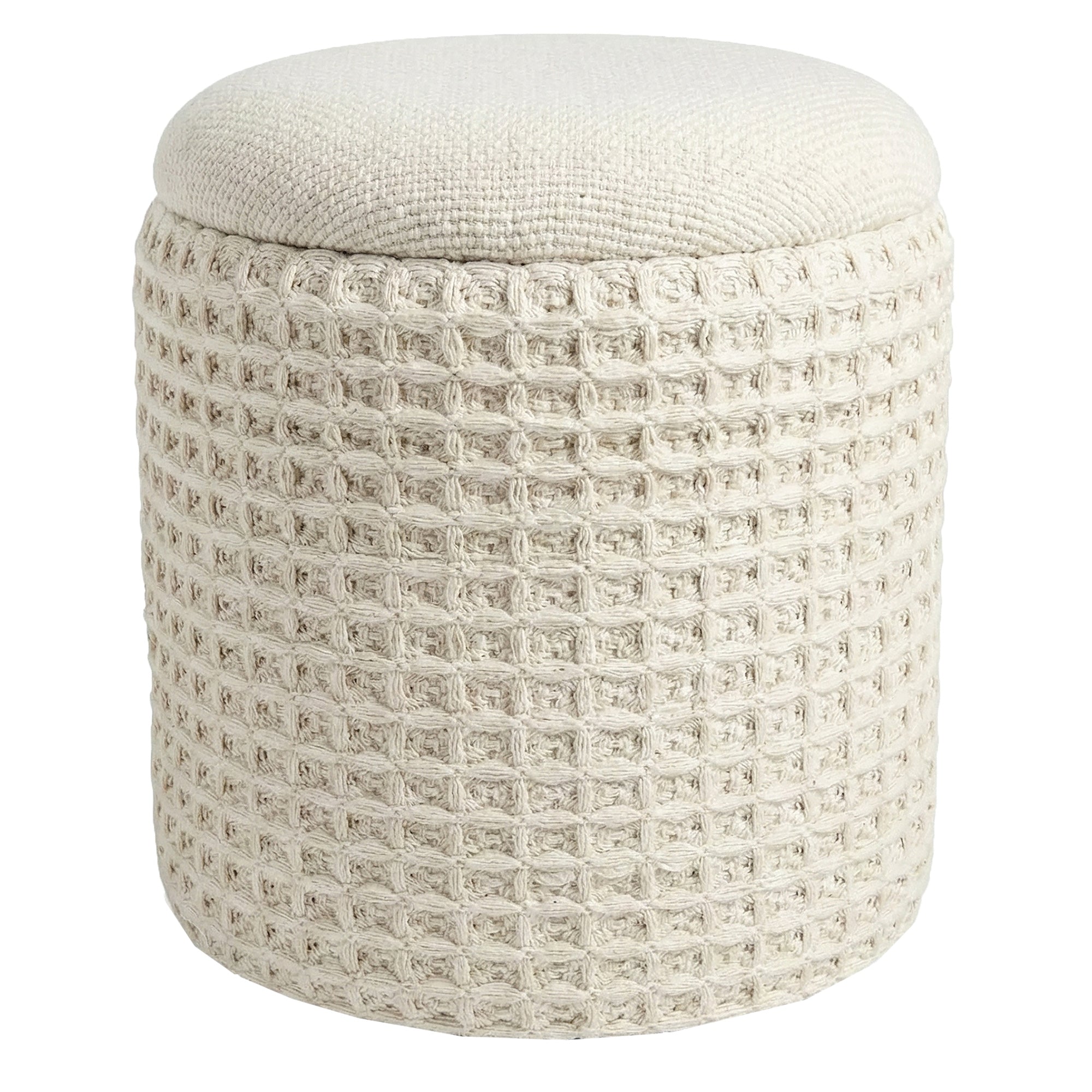 Indigo Storage Ottoman - Ivory Fully Assembled-DECOROLALA