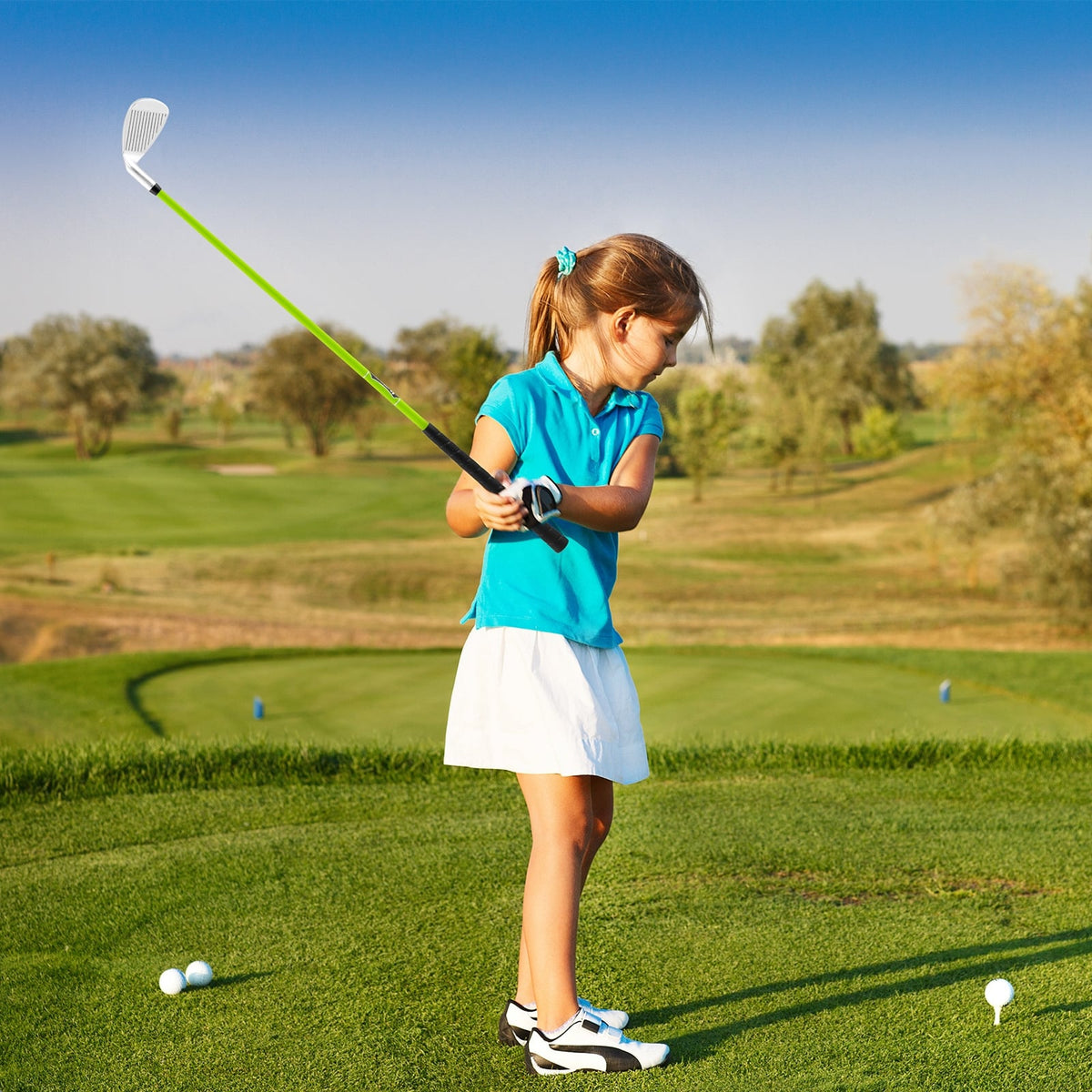 Individual Gold Club for Boys and Girls with Fiberglass Shaft and Headcover-Green-Golf-DECOROLALA