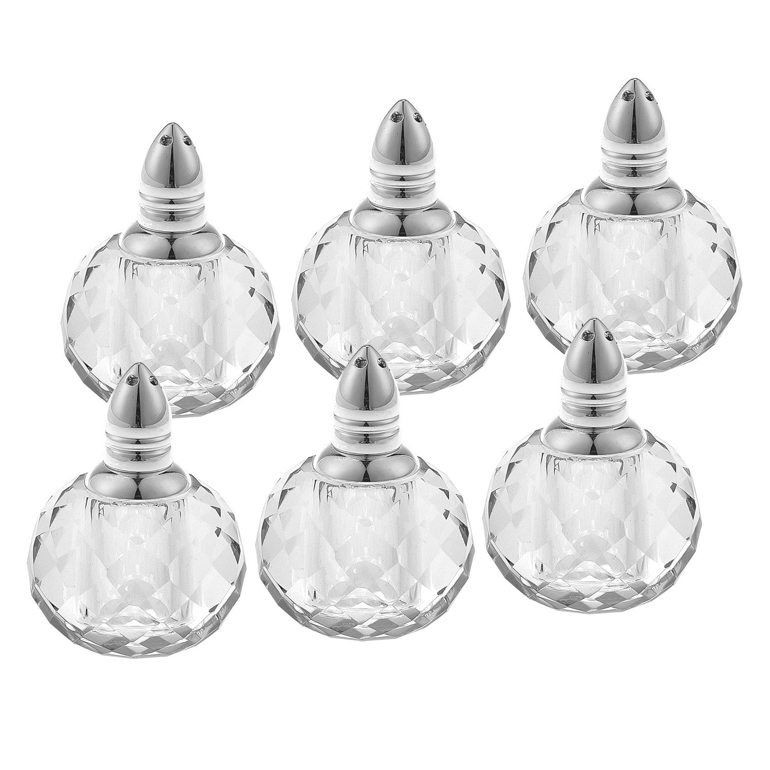 Individual Silver Crystal Zendra Design Salt And Peppers Gift Boxed 6 Pc Set-Kitchen Accessories-DECOROLALA
