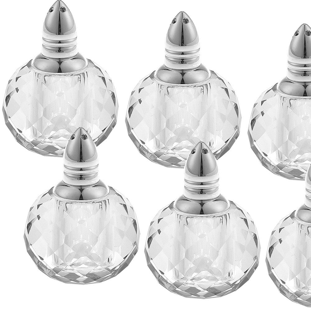 Individual Silver Crystal Zendra Design Salt And Peppers Gift Boxed 6 Pc Set-Kitchen Accessories-DECOROLALA