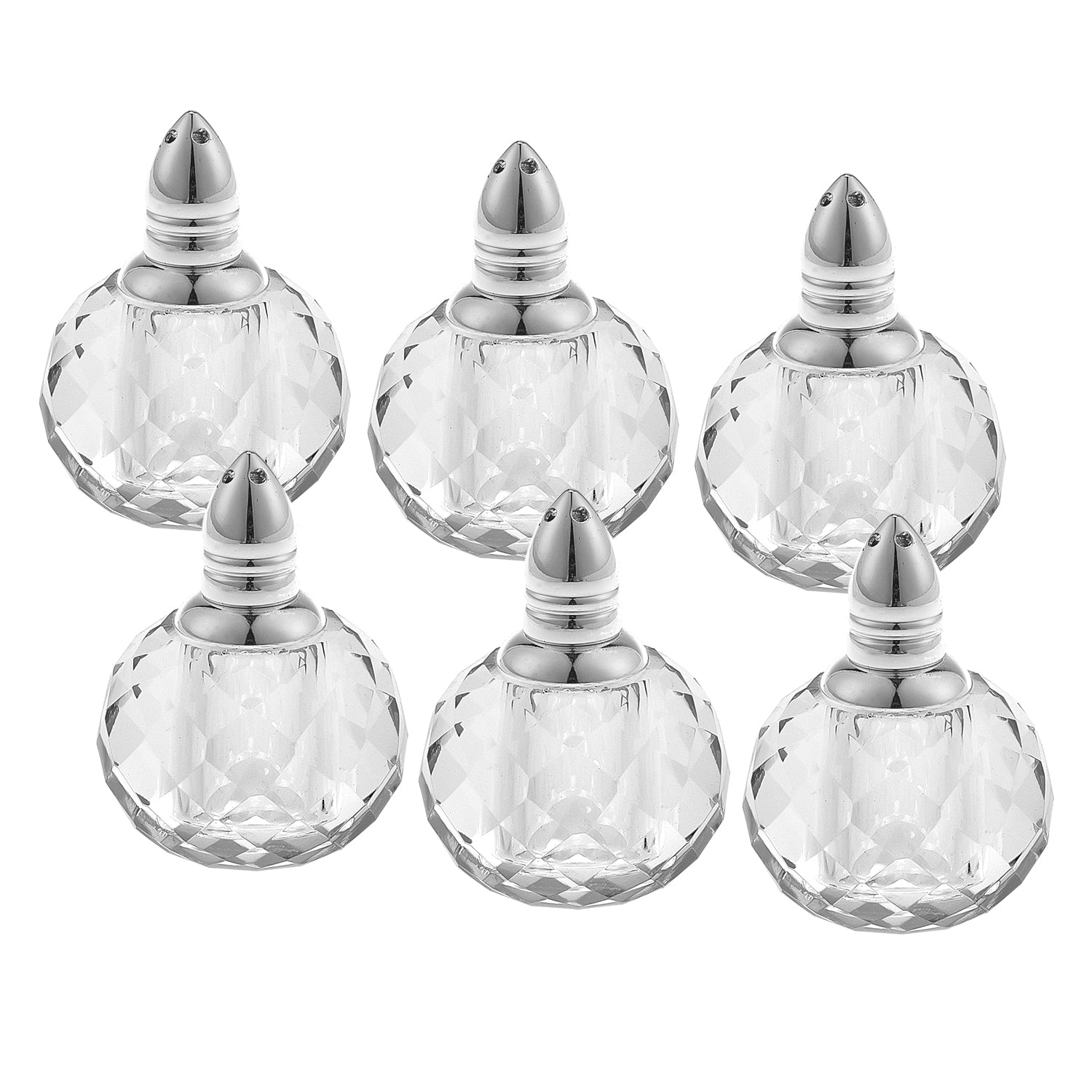 Individual Silver Crystal Zendra Design Salt And Peppers Gift Boxed 6 Pc Set-Kitchen Accessories-DECOROLALA