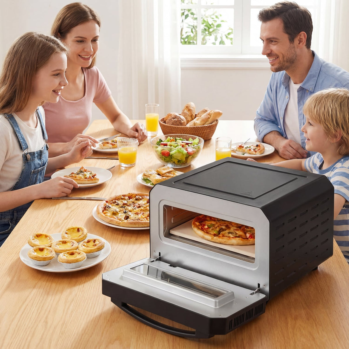 Indoor Electric Pizza Oven Countertop Pizza Oven for 12 Inch Pizzas-Black-Toaster Ovens-DECOROLALA