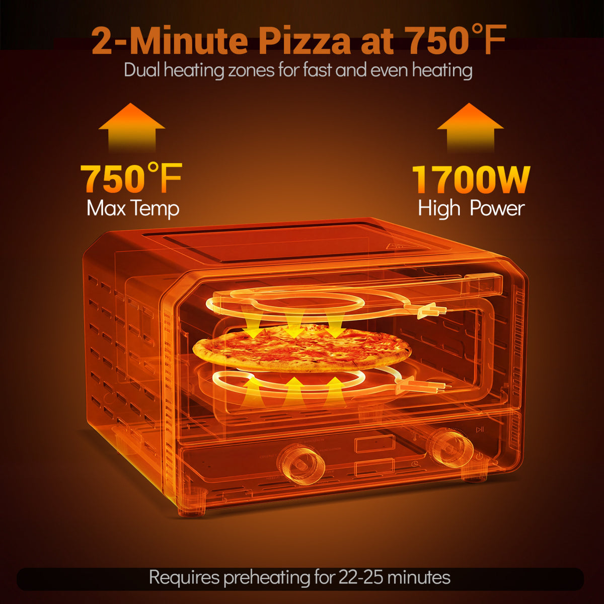 Indoor Electric Pizza Oven Countertop Pizza Oven for 12 Inch Pizzas-Black-Toaster Ovens-DECOROLALA
