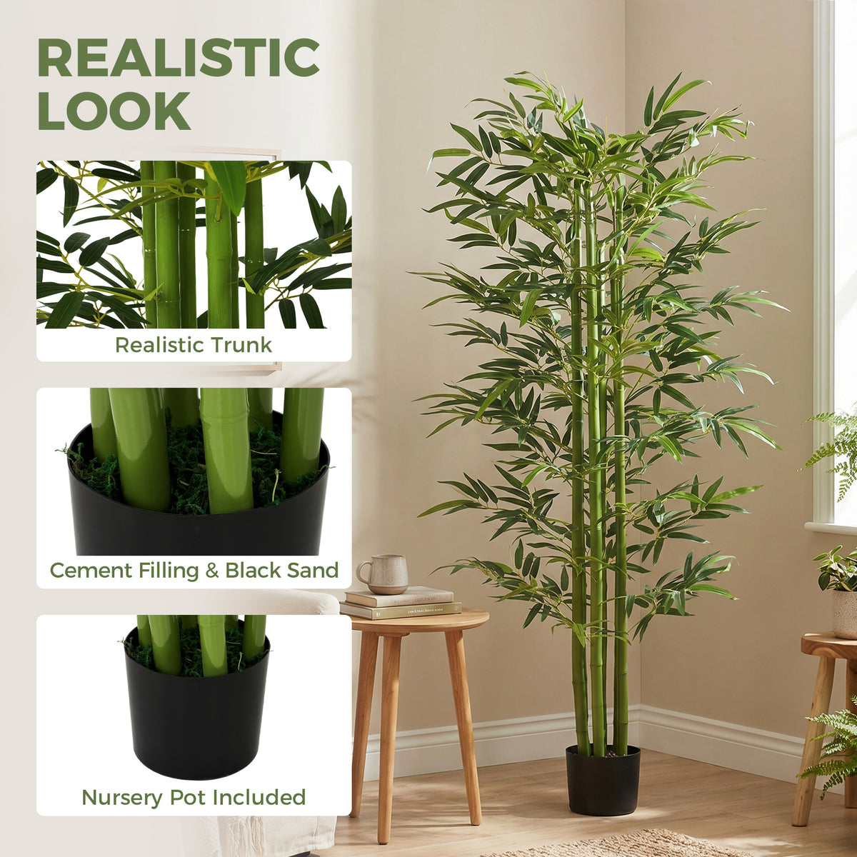 Indoor Fake Plants, Artificial Bamboo Tree with Adjustable Shape for Home Office Living Room Decor, Green-Artificial Trees-DECOROLALA