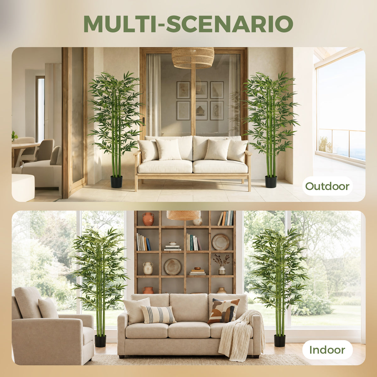 Indoor Fake Plants, Artificial Bamboo Tree with Adjustable Shape for Home Office Living Room Decor, Green-Artificial Trees-DECOROLALA