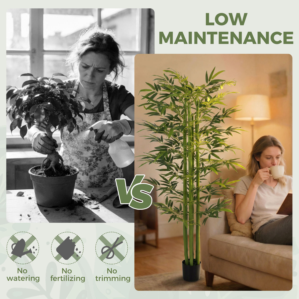 Indoor Fake Plants, Artificial Bamboo Tree with Adjustable Shape for Home Office Living Room Decor, Green-Artificial Trees-DECOROLALA