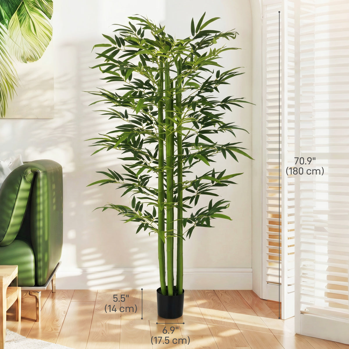 Indoor Fake Plants, Artificial Bamboo Tree with Adjustable Shape for Home Office Living Room Decor, Green-Artificial Trees-DECOROLALA