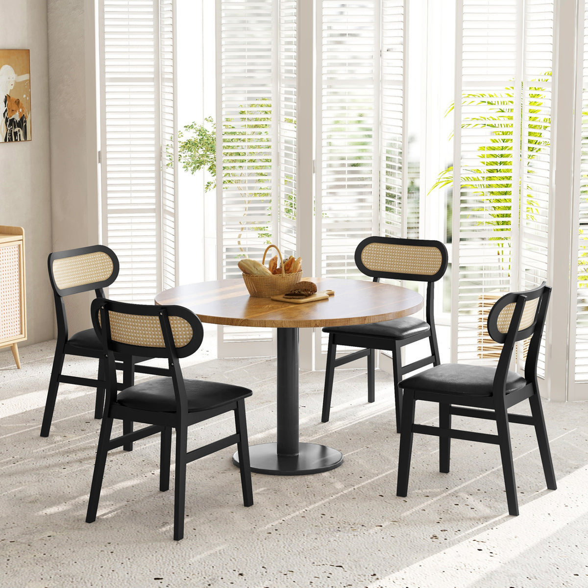 Indoor Mid Century Wood Dining Chairs Set of 2 for Dining Room-Black-Dining Chairs-DECOROLALA