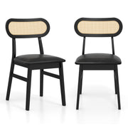 Indoor Mid Century Wood Dining Chairs Set of 2 for Dining Room-Black-Dining Chairs-DECOROLALA