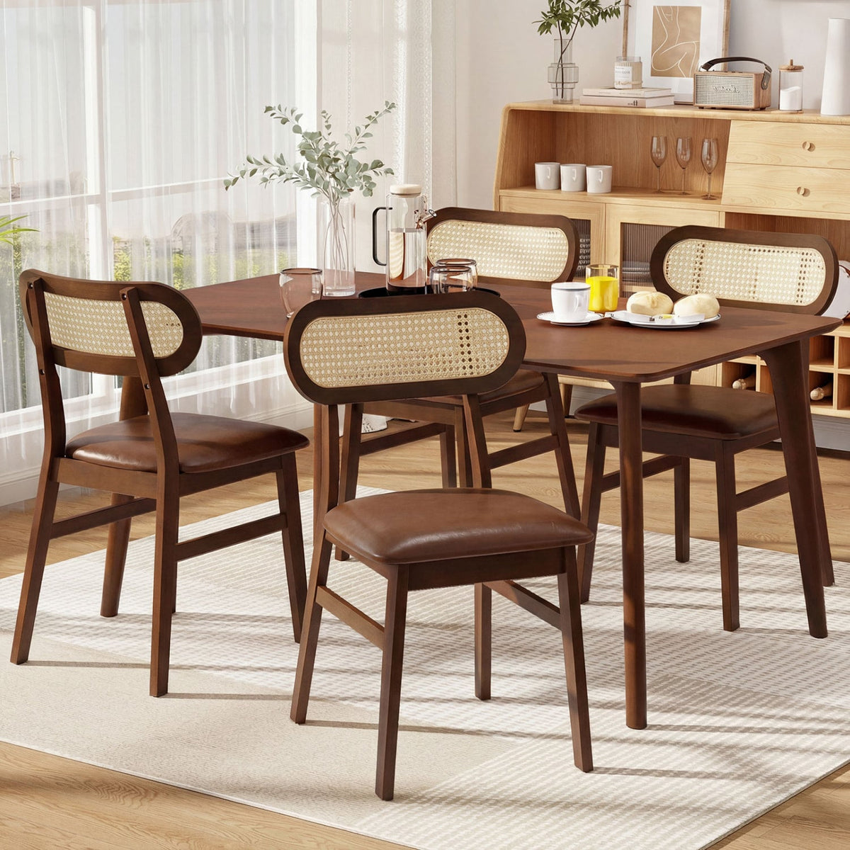 Indoor Mid Century Wood Dining Chairs Set of 2 for Dining Room-Coffee-Dining Chairs-DECOROLALA