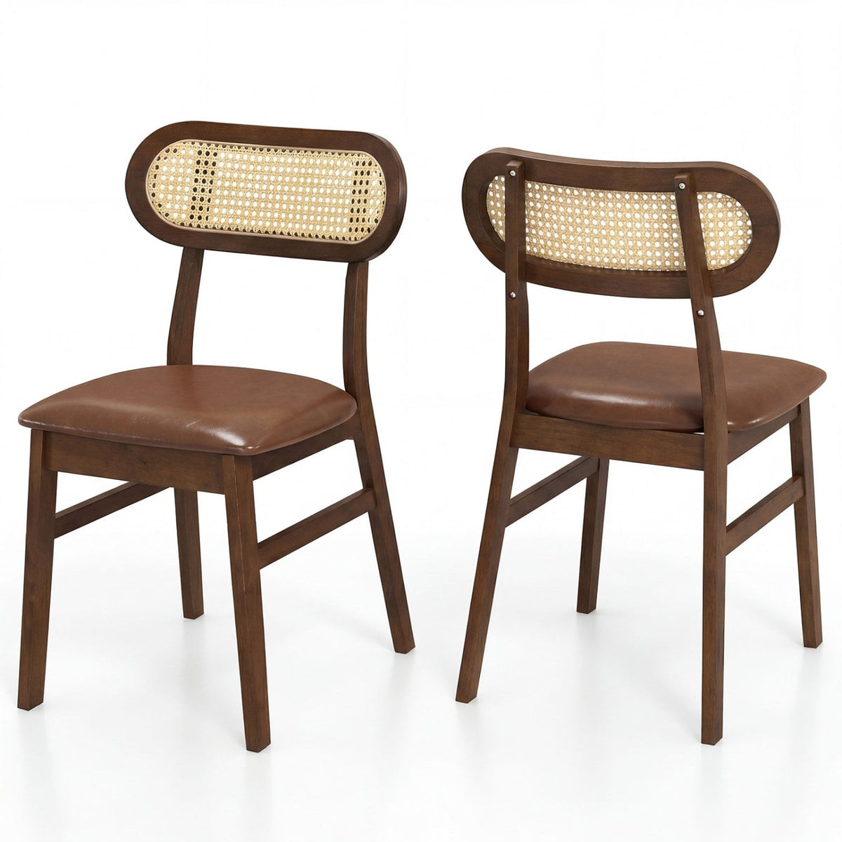 Indoor Mid Century Wood Dining Chairs Set of 2 for Dining Room-Coffee-Dining Chairs-DECOROLALA