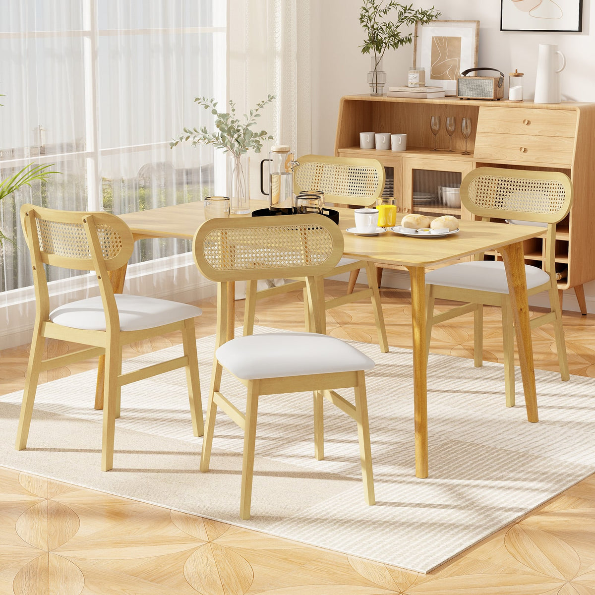 Indoor Mid Century Wood Dining Chairs Set of 2 for Dining Room-White-Dining Chairs-DECOROLALA
