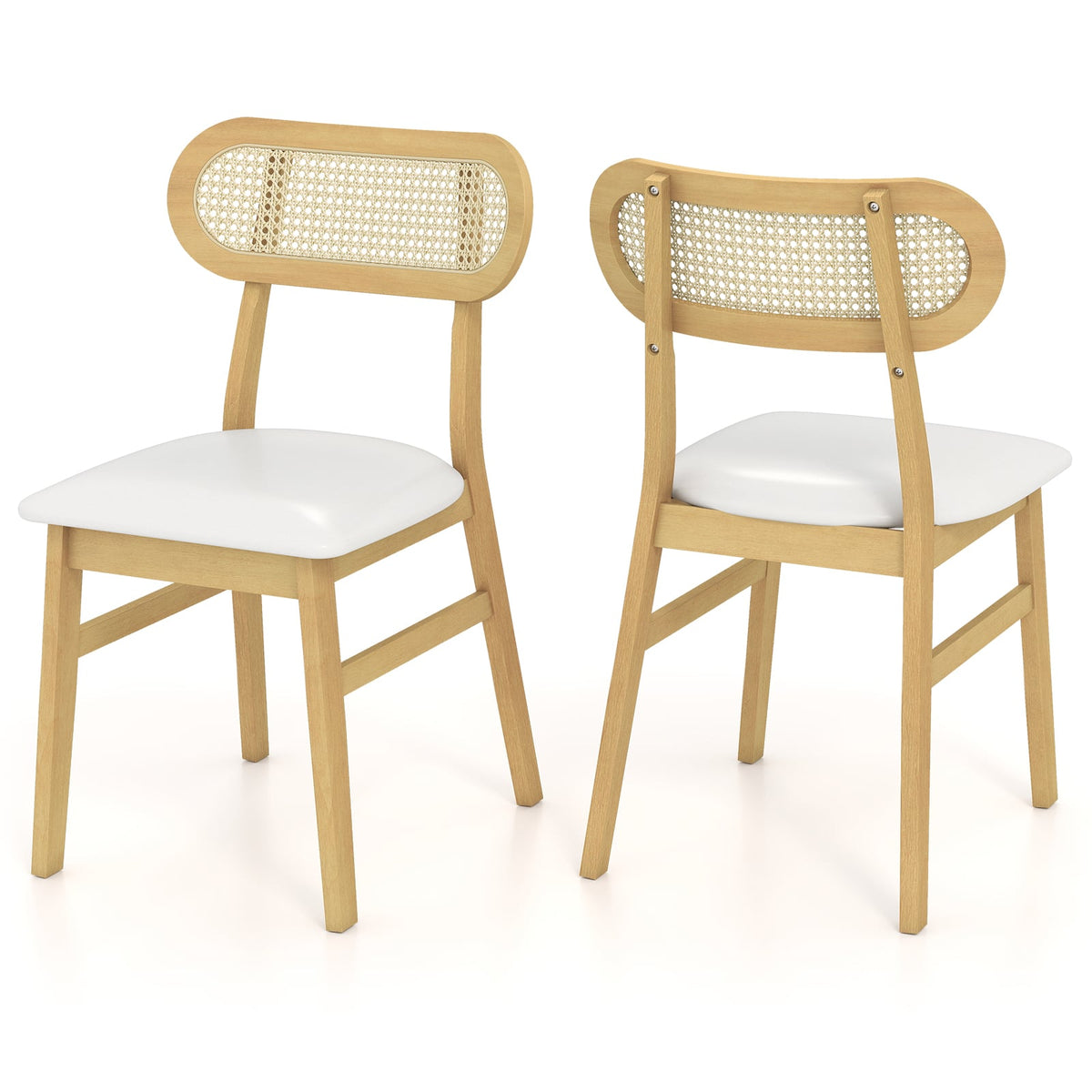 Indoor Mid Century Wood Dining Chairs Set of 2 for Dining Room-White-Dining Chairs-DECOROLALA