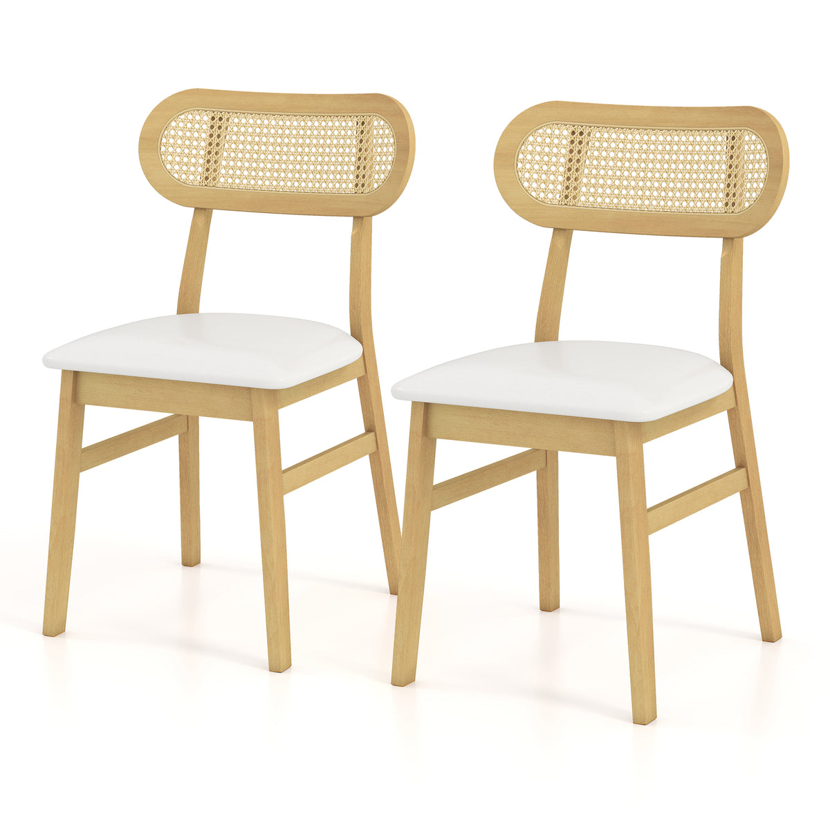 Indoor Mid Century Wood Dining Chairs Set of 2 for Dining Room-White-Dining Chairs-DECOROLALA