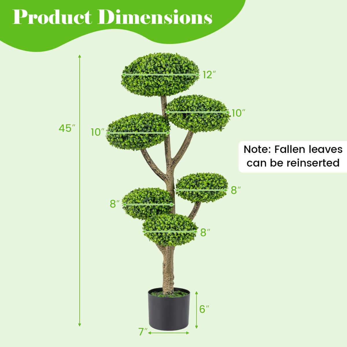 Indoor Outdoor 6 Balls Topiary Tree with Realistic Trunk and Weighted Cement-Filled Base-Artificial Plants-DECOROLALA