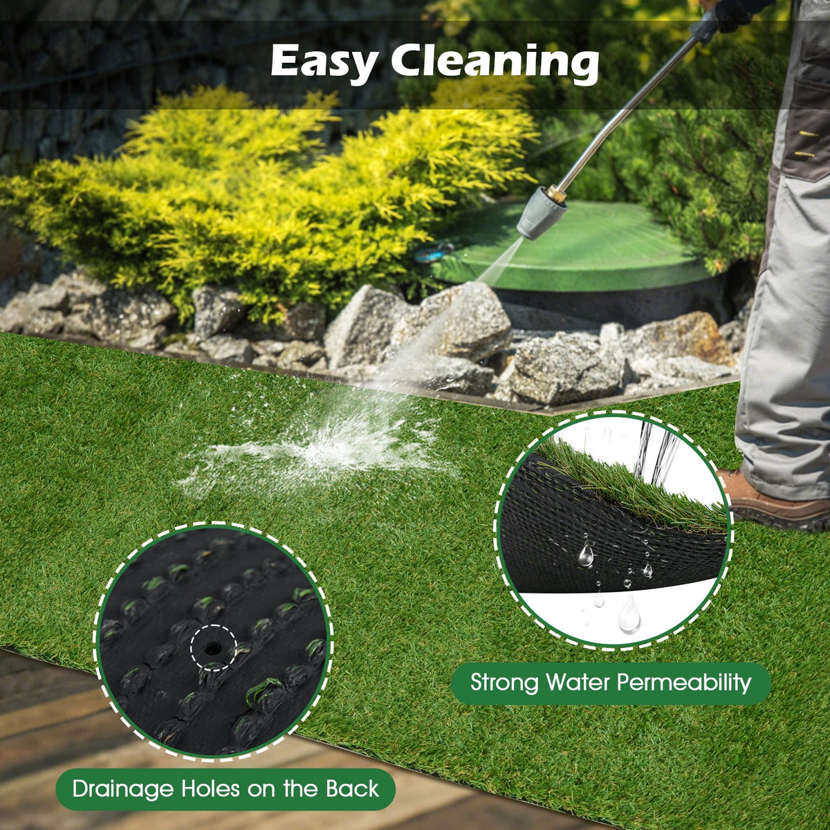 Indoor Outdoor Synthetic Turf Mat with Drainage Holes-XL-Outdoor Decor-DECOROLALA