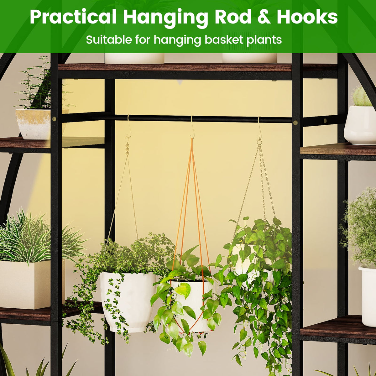 Indoor Plant Stand 63" Tall 10-Tier Corner Metal Plant Shelf Large Flowerpot Holder-Brown-Plant Stands-DECOROLALA