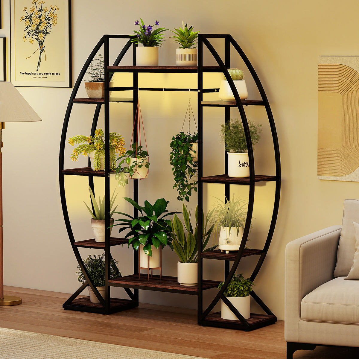Indoor Plant Stand 63" Tall 10-Tier Corner Metal Plant Shelf Large Flowerpot Holder-Brown-Plant Stands-DECOROLALA