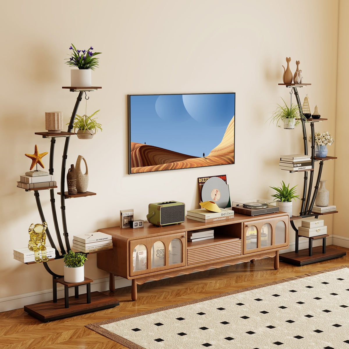 Indoor Plant Stand with Grow Lights Tall 8-Tier Corner Metal Plant Shelf-Set of 2-Plant Stands-DECOROLALA