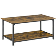 Industrial 2-Tier Coffee Table - Rustic Brown 39.4"-Home Furnishings > Living Room Furniture > Coffee Tables-DECOROLALA