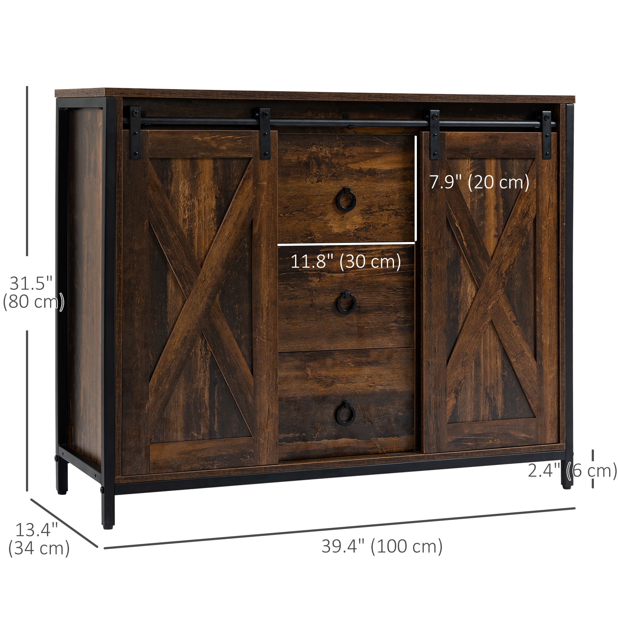 Industrial Buffet Cabinet - Rustic Brown-DECOROLALA