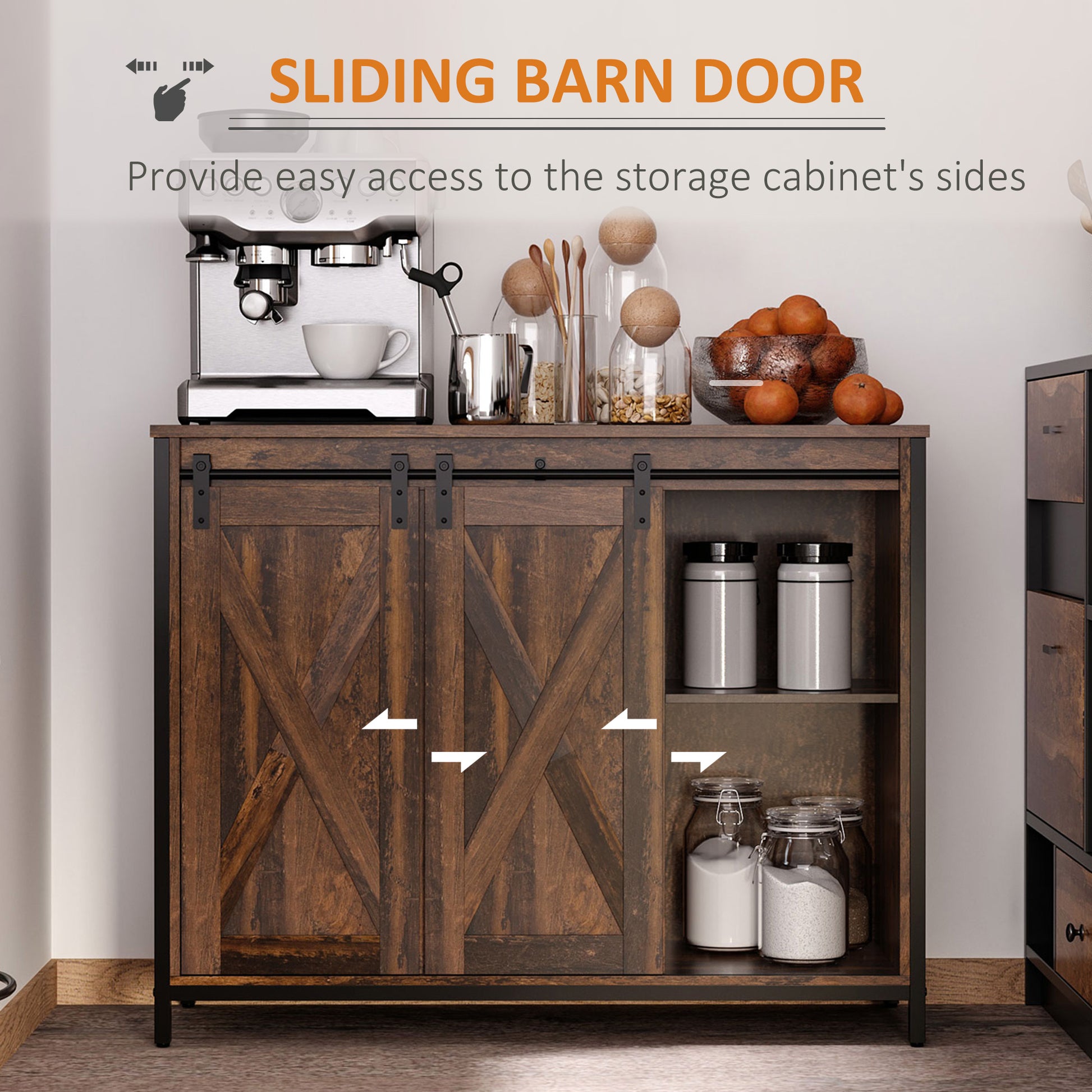 Industrial Buffet Cabinet - Rustic Brown-DECOROLALA