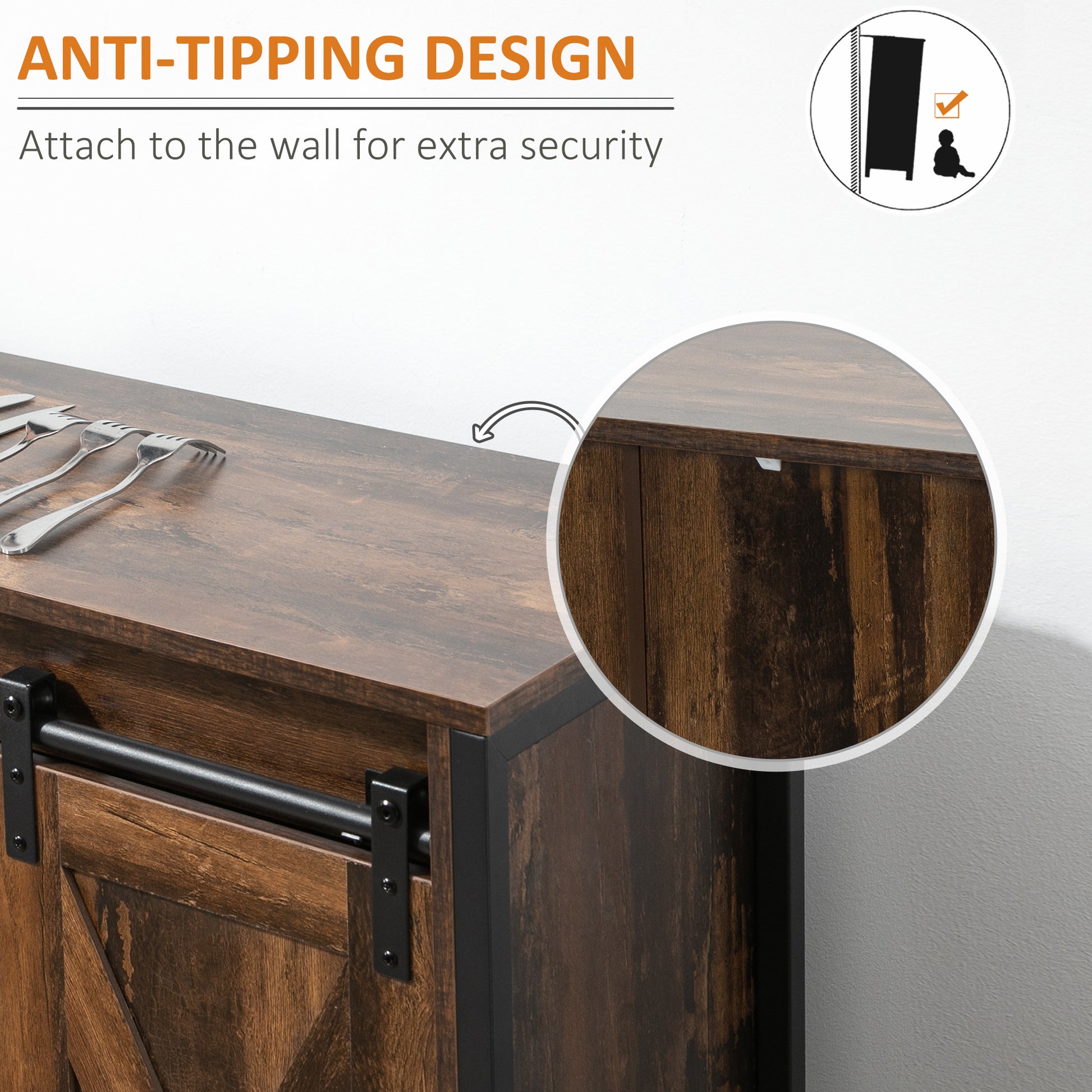 Industrial Buffet Cabinet - Rustic Brown-DECOROLALA