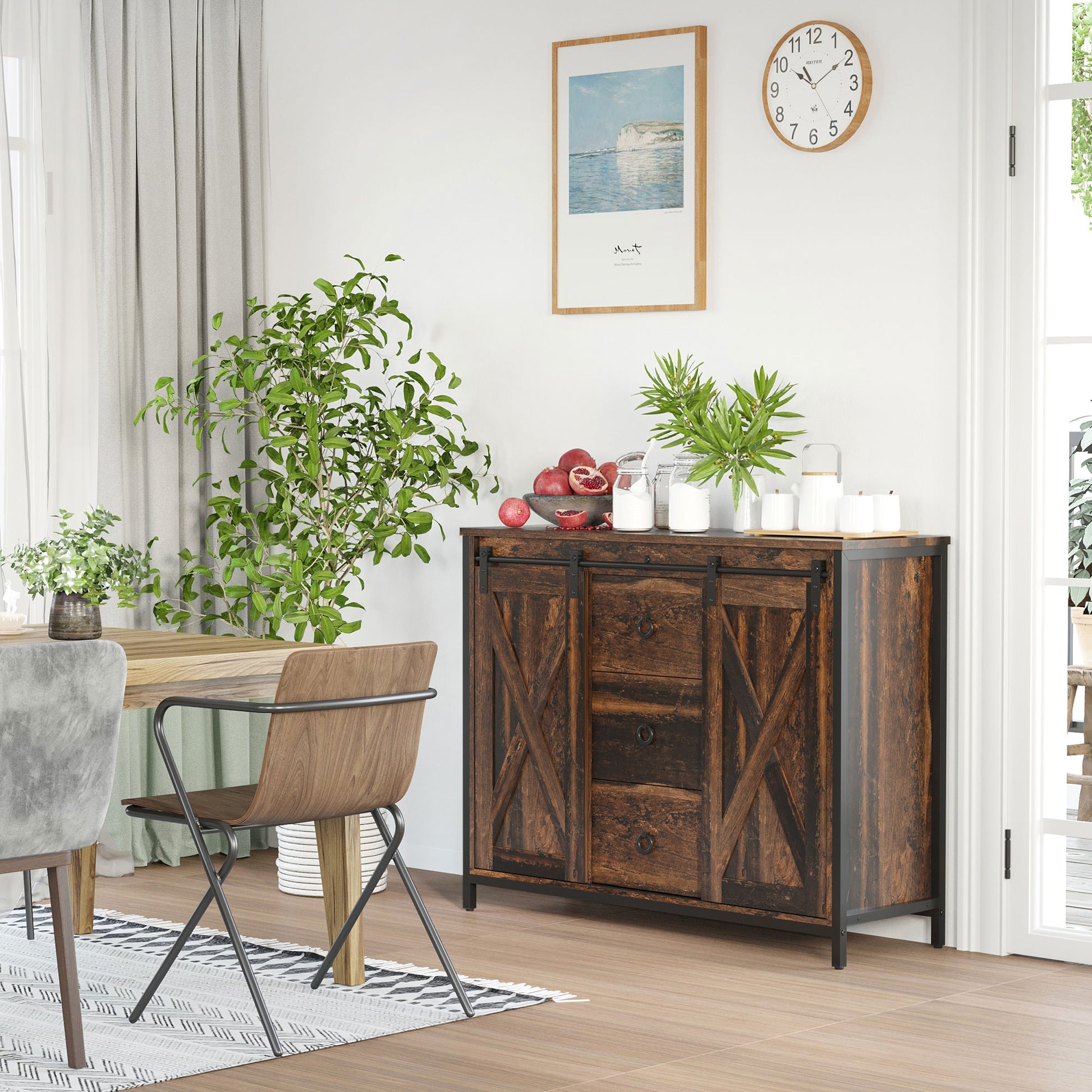 Industrial Buffet Cabinet - Rustic Brown-DECOROLALA