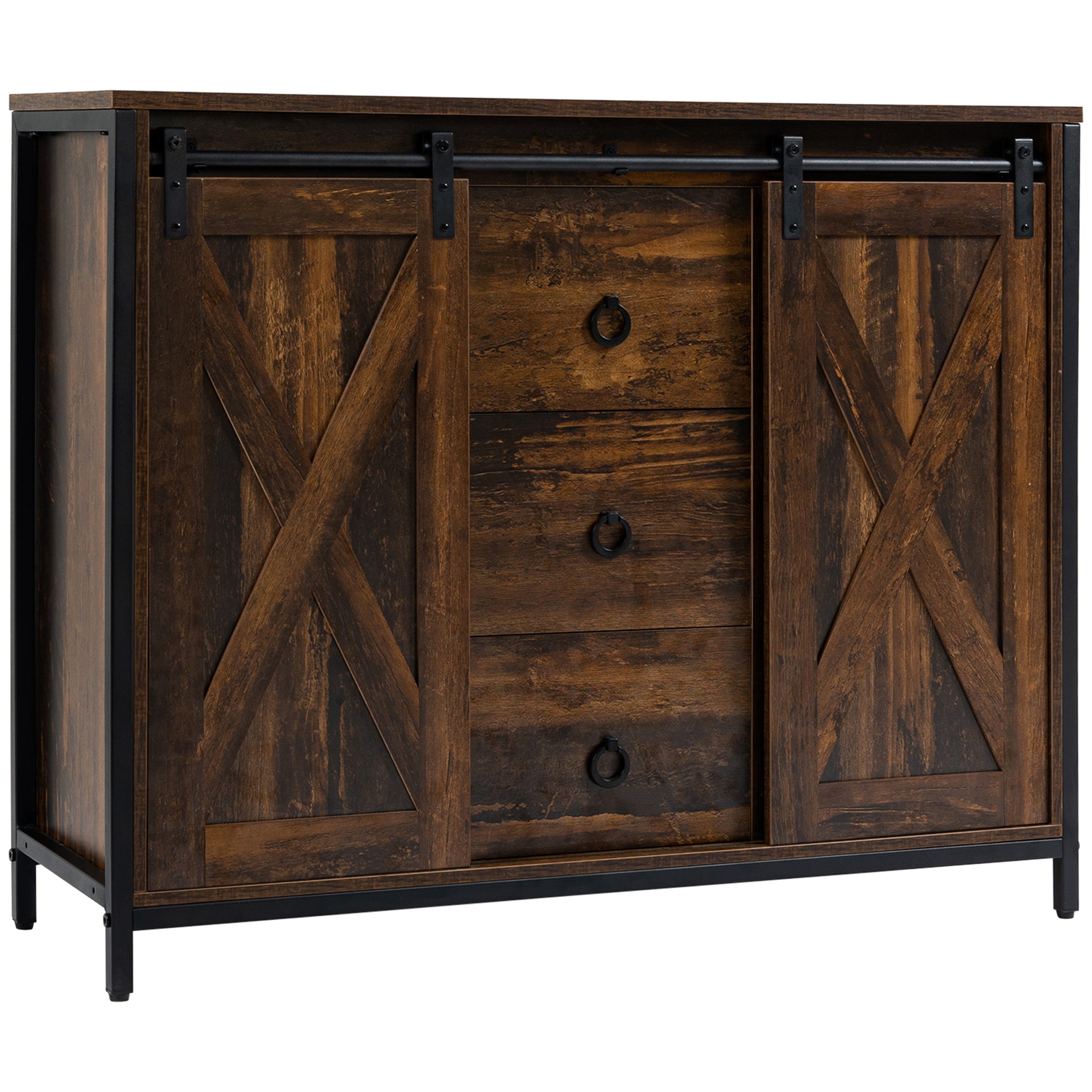 Industrial Buffet Cabinet - Rustic Brown-DECOROLALA