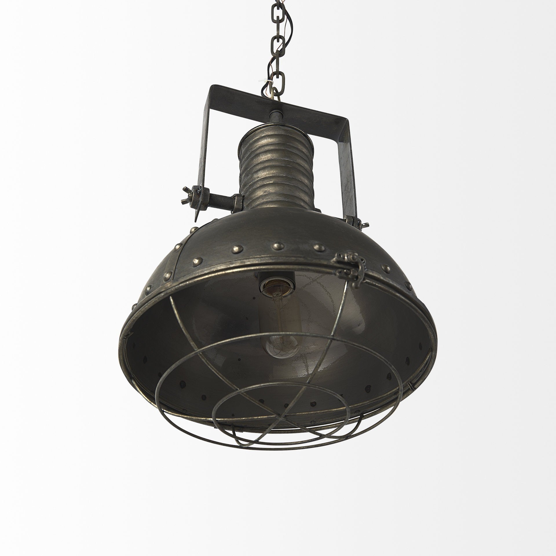 Industrial Caged Black Metal Hanging Light-Chandeliers-DECOROLALA