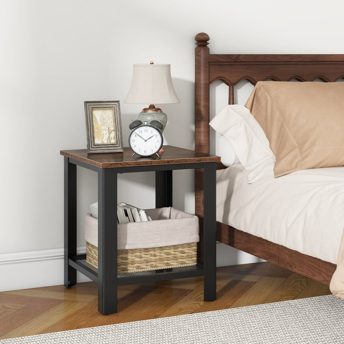 Industrial End Table 2-Tier Side Table-Black-End & Side Tables-DECOROLALA