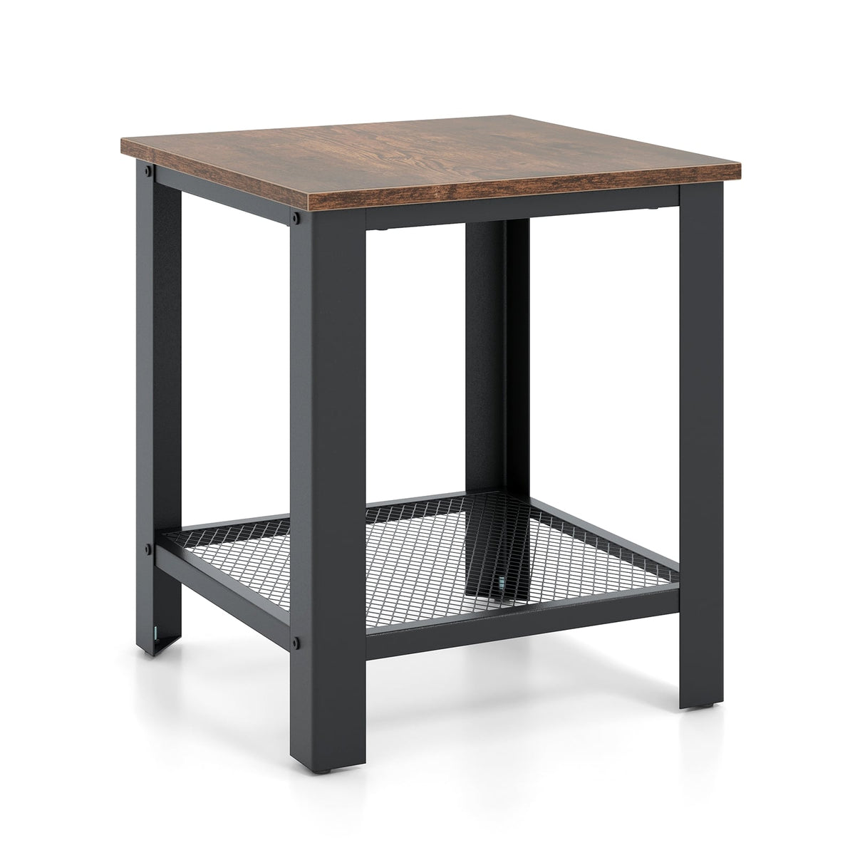 Industrial End Table 2-Tier Side Table-Black-End & Side Tables-DECOROLALA