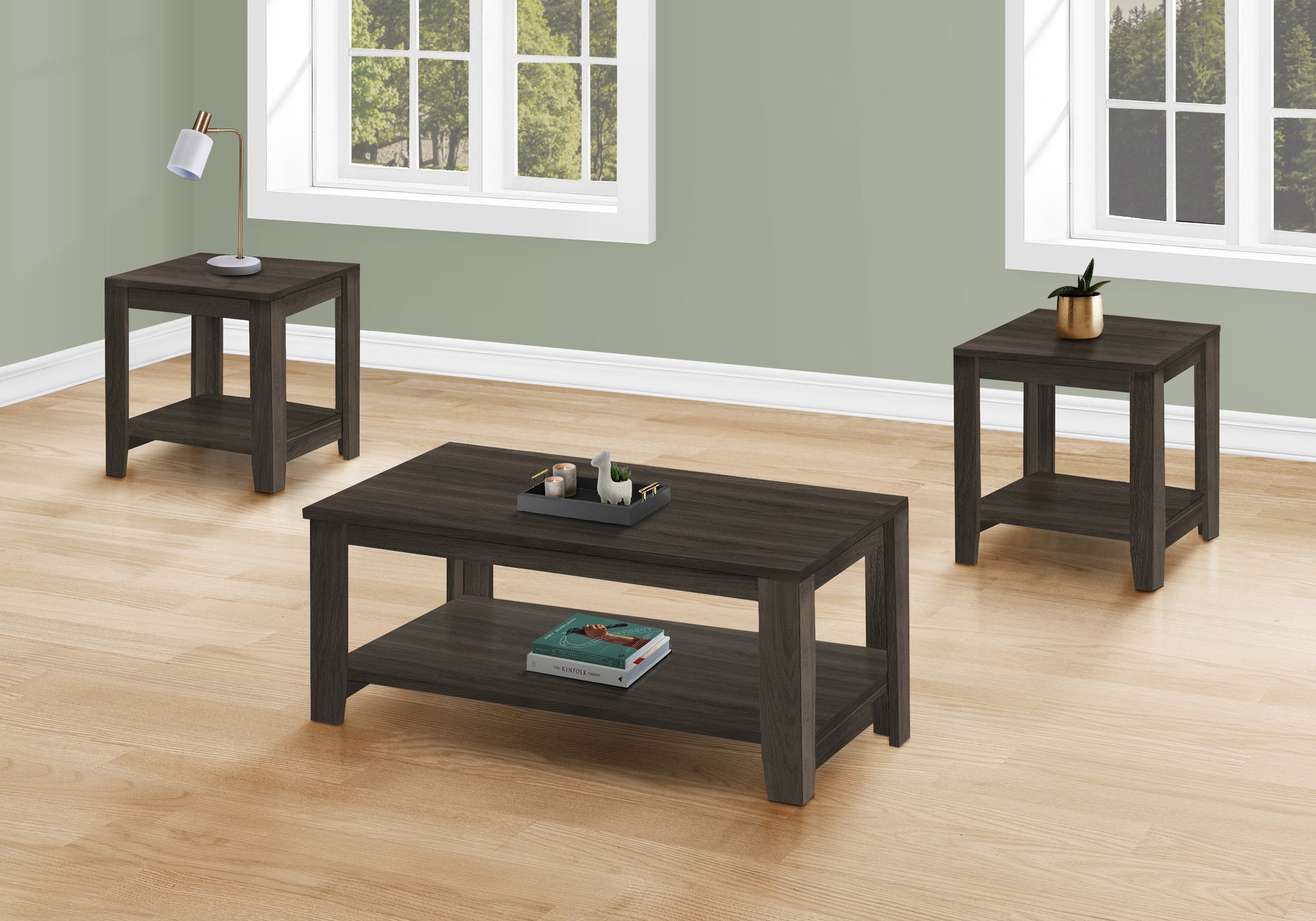 Industrial Grey 3-Piece Coffee Table Set-Table Set-DECOROLALA