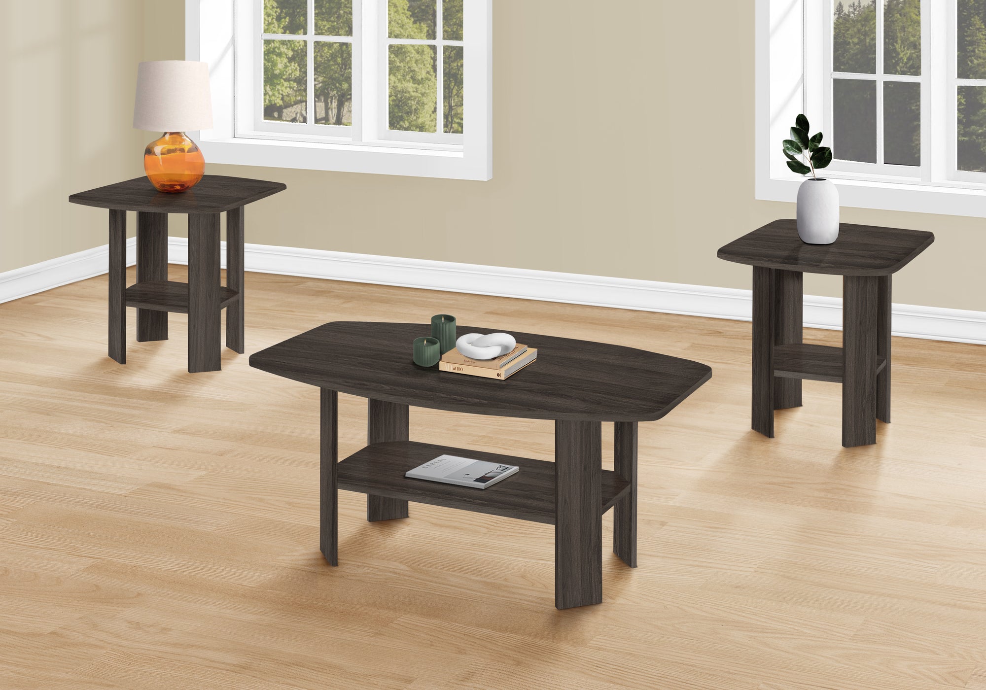 Industrial Grey 3-Piece Coffee Table Set-Table Set-DECOROLALA