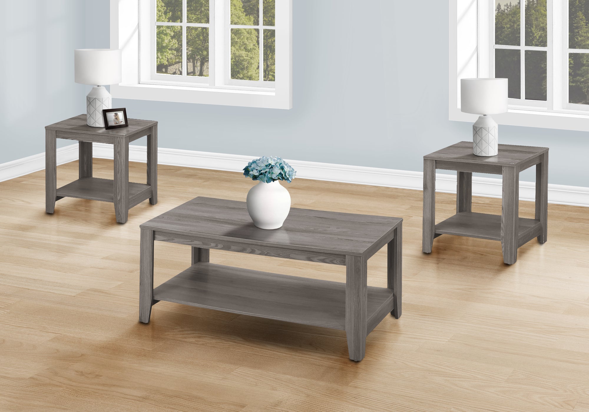 Industrial Grey 3-Piece Coffee Table Set-Table Set-DECOROLALA