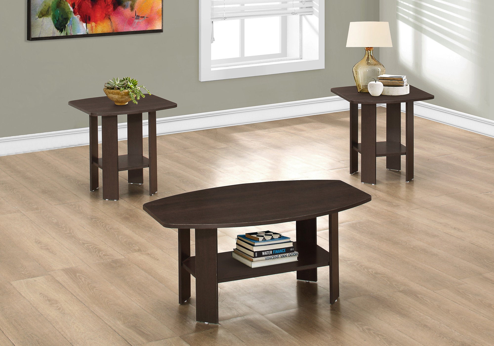 Industrial Grey 3-Piece Coffee Table Set-Table Set-DECOROLALA