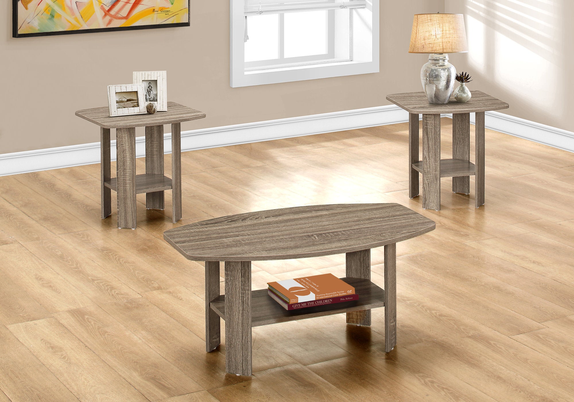 Industrial Grey 3-Piece Coffee Table Set-Table Set-DECOROLALA