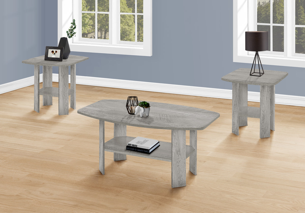 Industrial Grey 3-Piece Coffee Table Set-Table Sets-DECOROLALA