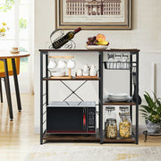 Industrial Kitchen Baker's Rack Microwave Shelf with 6 Hooks-Baker’s Racks-DECOROLALA