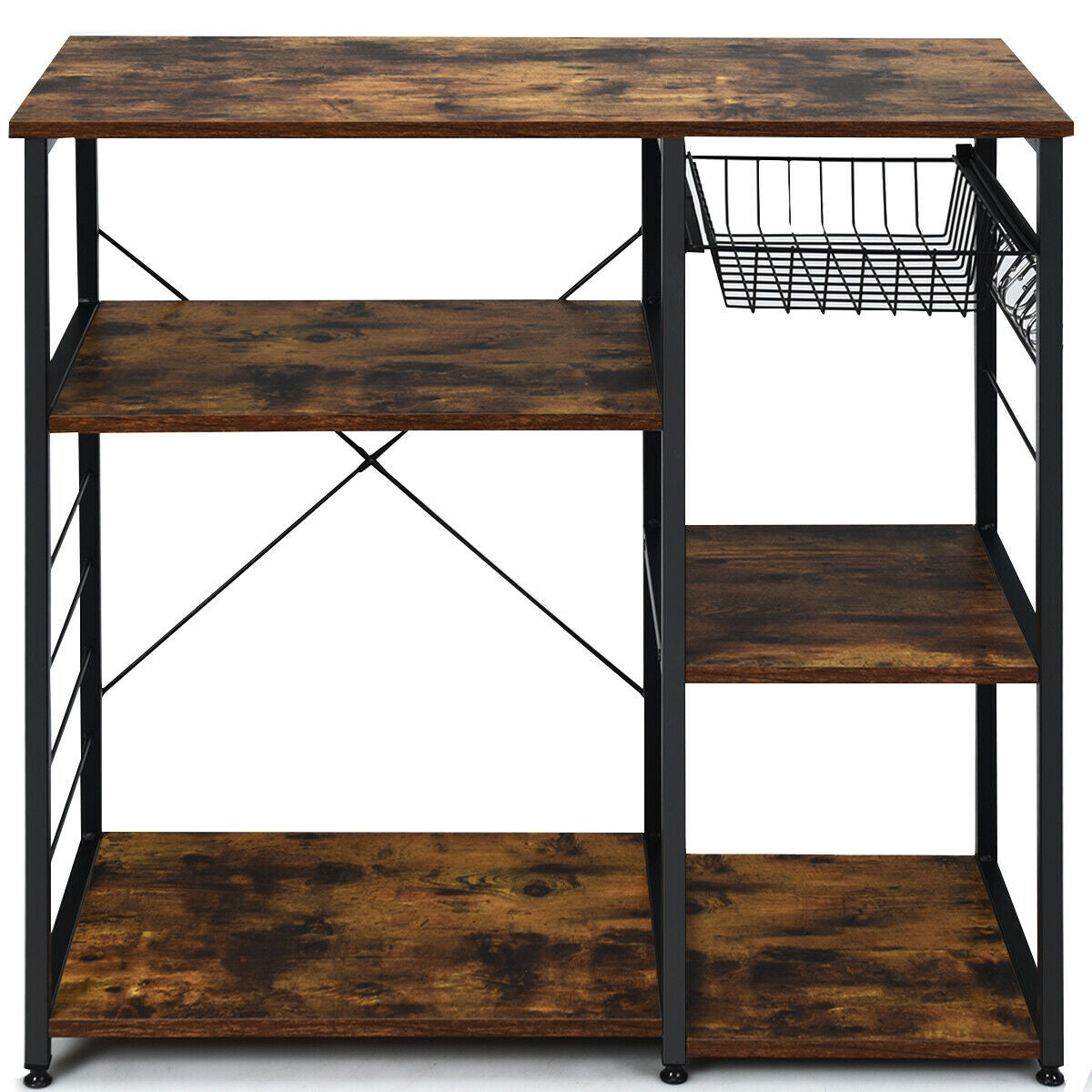 Industrial Kitchen Baker's Rack Microwave Shelf with 6 Hooks-Baker’s Racks-DECOROLALA