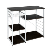 Industrial Kitchen Baker's Rack Microwave Shelf with 6 Hooks-Dark Brown-Baker’s Racks-DECOROLALA